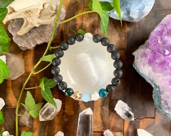 Armband sterrenbeeld Tweelingen – genezende kristallen, lavasteen astrologie sieraden, mala-pols