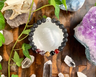 Armband sterrenbeeld ram - lavasteen, kristalgenezing, astrologische sieraden, polsmala