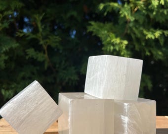 Selenite Cube: Spiritual Healing Crystal - Crown Chakra Stone