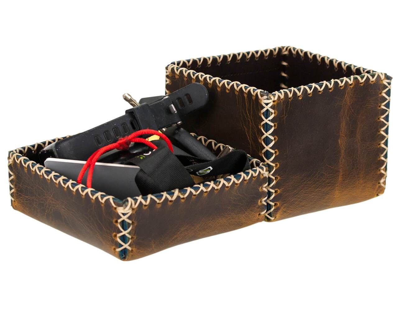 Handmade Small Leather Box Dark Brown Color Etsy