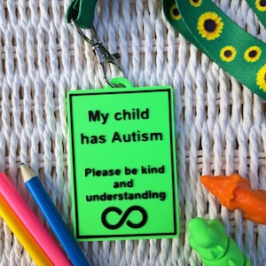 Aangepaste 3D-geprinte ID-tag voor mensen met een handicap | Gepersonaliseerde sleutelhanger autisme en medisch alarm | Duurzaam en slijtvast