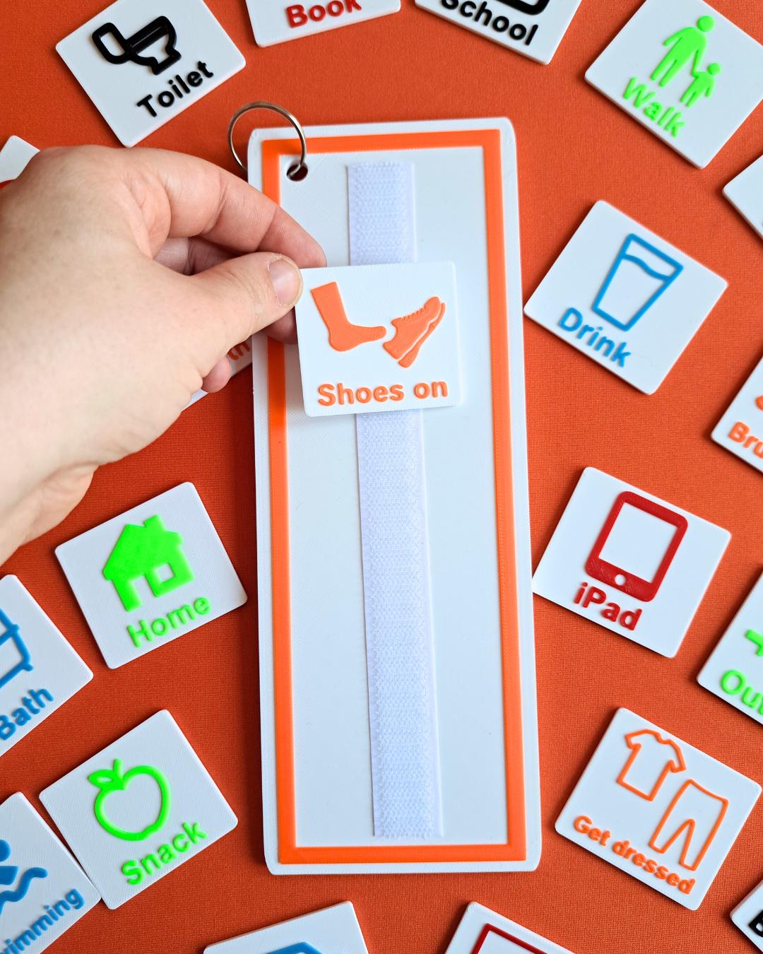 Daily Routine Visual Schedule Bundle - Board With 20 Velcro Tags and ...