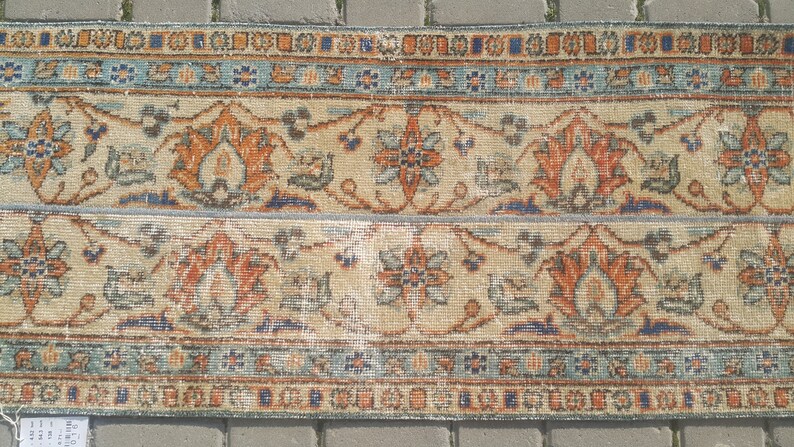 20x54 inches 52x138=71 cm SKU:4016 2x4 BEIGE Turkish rug,Vintage Rug,Oushak small rug,Handmade rug 1/'7x4/'5 feet Doormat rug