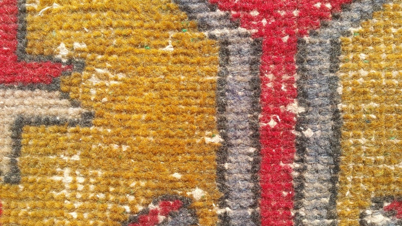 2x4 RED Turkish rug,Vintage Rug,Oushak small rug,Handmade rug 55x121=66 cm SKU:4055 21x47 inches 1/'8x3/'9 feet Doormat rug