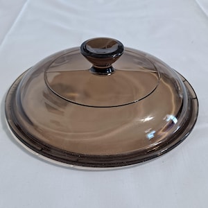 Pyrex VISIONS AMBER Glass REPLACEMENT Casserole Lid 5 3/4&quot; V-1-C Corning Cover Brown Pot Pan Dish