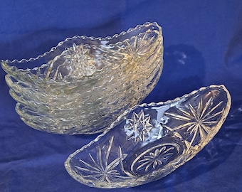 vintage 6 Anchor Hocking BANANA Split Boats Plat en verre à relish Étoile de David prédécoupé EAPC