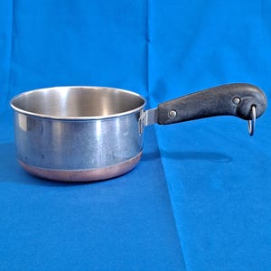 Vintage REVERE WARE 1 Quart Qt Copper Bottom Sauce Pan Stock Pot 1801 5 1/2" Stainless Steel