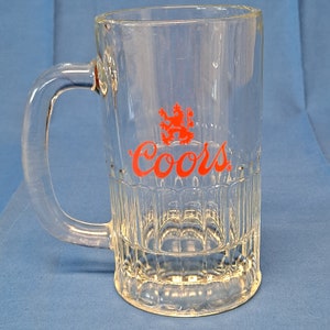 Vintage COORS Original Handled Beer Mug Glass Pilsner Drink Tumbler