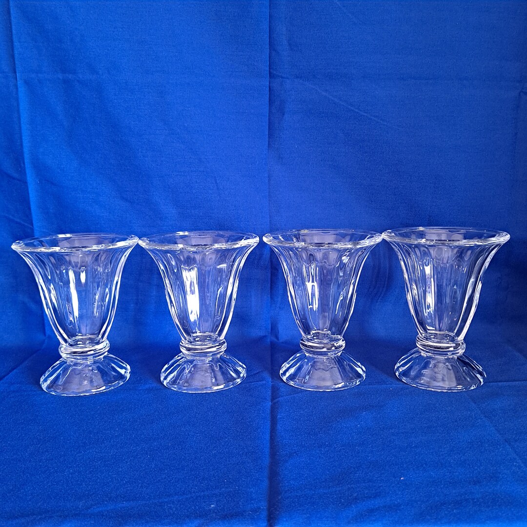 Vintage 4 Libbey Glass ICE CREAM Sundae GLASSES Soda Fountain Malt