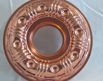 Vintage Kupfer farbige RING MOLD Metall Jello Kuchen Backform Obst Gelatine Wandbehang Dekor