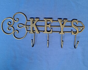 Cast Iron KEYS WALL HOOK 4 Hook Metal Coat Towel Key Door Hanger Key Holder