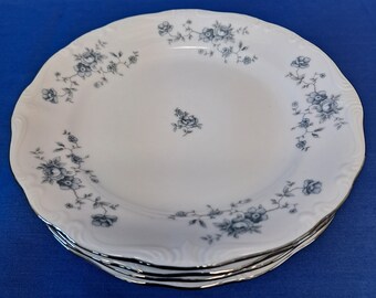 Vintage Lot 4 Johann Haviland BLUE GARLAND BREAD Butter Plates Bavarian Backstamp 6 1/4"