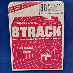 Vintage REALISTIC 8 TRACK Blank Tapes 80 Minute Sealed continuous Loop Cartridge