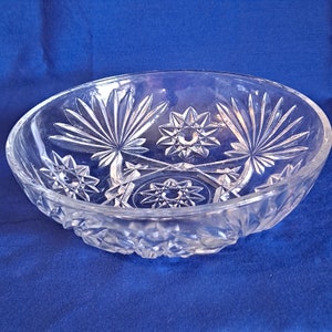 Anchor Hocking PRESCUT CLEAR Glass BOWL 7 1/4&quot; Smooth Edge Candy Nut Snack Star of David