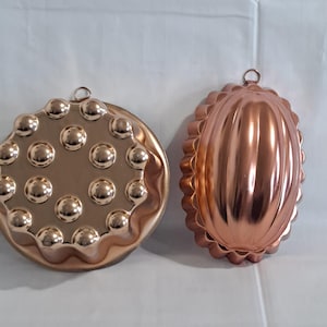 Vintage Lot 2 COPPER Gelatin MOLDS Starburst Jello Cake Baking Pan Wall Hanging Decor