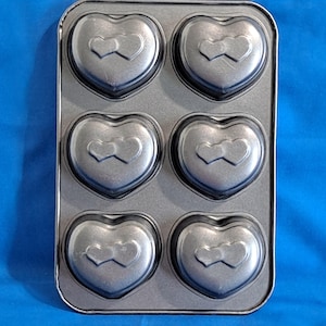 HEART Mini CAKE PAN 6 Muffin Cupcake Baking Mold Cookie chocolate candy