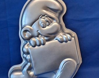Vintage 1983 Wilton SMURF Cake PAN Baking Mold 502-4033 Aluminum