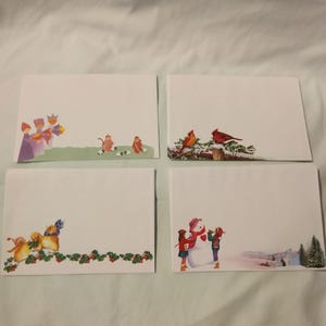 vintage American Greetings ENVELOPPES Bonhommes de neige Rouge-gorges Oiseaux Trois Sages Hiver Noël