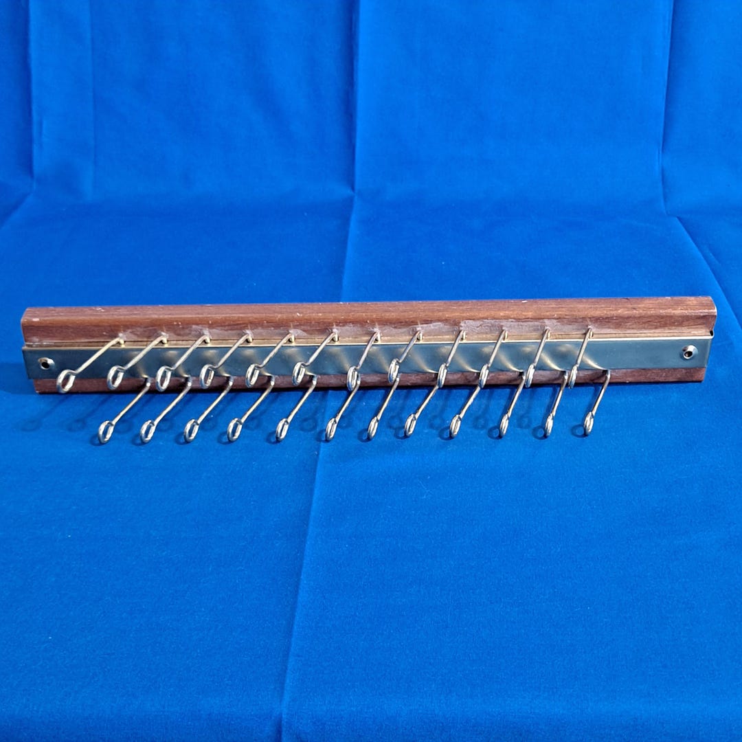 Powell Wall Mount Wood Metal TIE RACK Necktie BELT Holder Scarf Bag ...