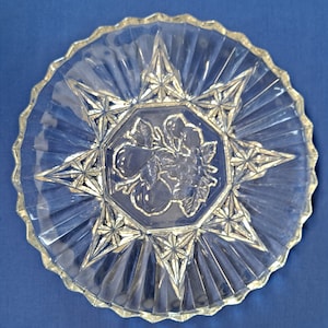 Vintage Federal Glass PIONEER CLEAR 8&quot; Luncheon PLATE Fruit Platter Bread Dish