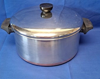 Vintage REVERE Ware 4 1/2 Quart Qt Copper Bottom STOCK POT w/Lid Sauce Pan 1801 Clinton Ill