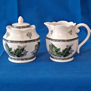 Johnson Brothers THE FRIENDLY VILLAGE SUgar Bowl & Creamer Lid England 1883 Backstamp