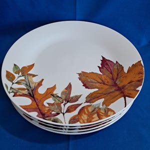Lot 4 Royal Norfolk Fall Leaves 10 1/2" DINNER PLATES Thanksgiving Autumn Leaf