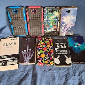 Lot 8 Microsoft LUMIA 650 Phone COVERS Cases & 4 Tempered Glass Screen Protectors
