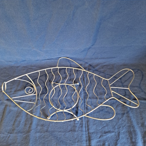 Large METAL Wire FISH Table CENTERPIECE Fruit Basket Display Stand Bread Vegetable Bowl