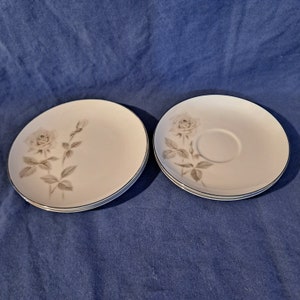 Vintage 4 NORITAKE China MELROSE 6002 Bread Plates & Saucers Dessert 6 3/8&quot; 5 7/8&quot;