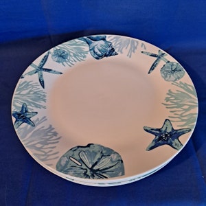 Lot 4 Royal Norfolk Dinner PLATES 10 1/2&quot; SEA SHELLS Starfish Shore Living Ocean Beach