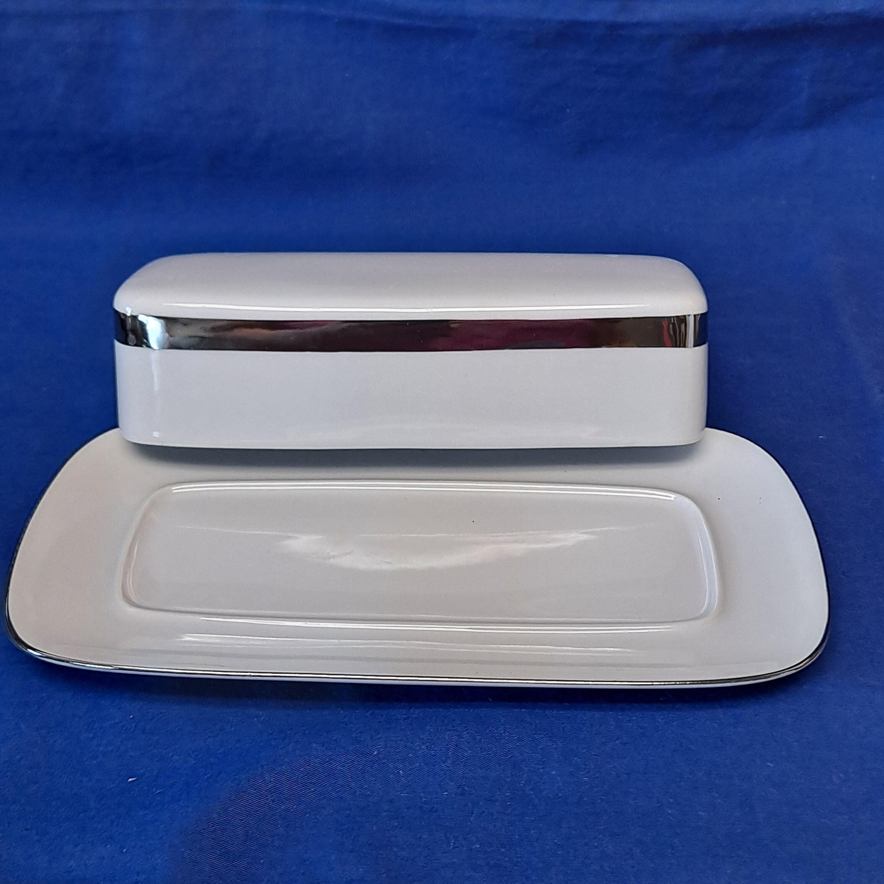 Vintage MIKASA Accent Fine China STERLING Butter Dish 5594 Plate 1