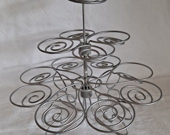 Metal 3 TIER CUPCAKE STAND Dessert Holder Display Wire Holds 13 Muffin Wedding Tower