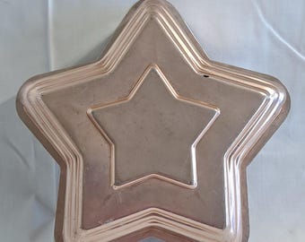 Molde de estrella de color cobre vintage, acanalado, para hornear gelatina, pastel o decoración de pared.
