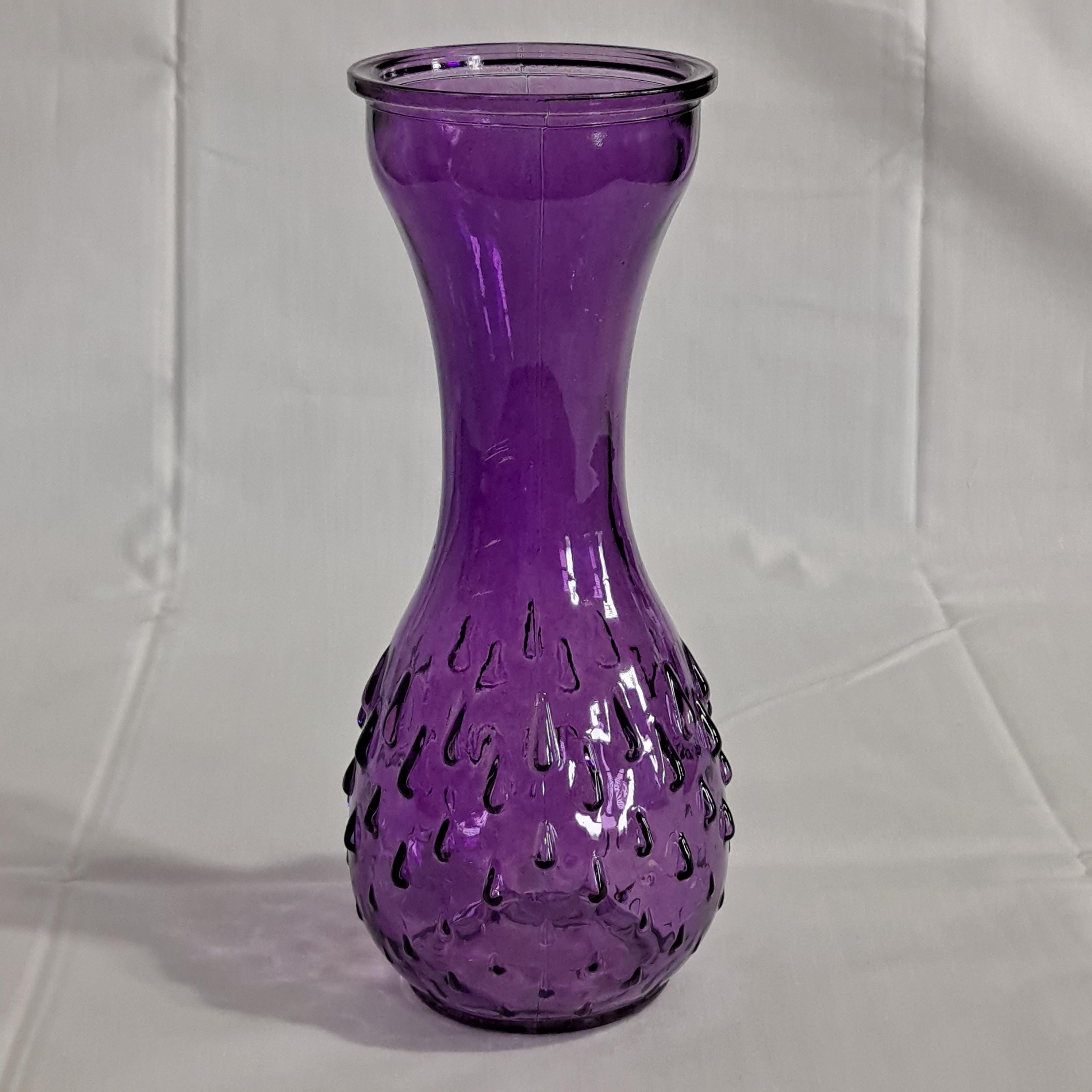 Purple GLASS BULB Forcing VASE 8 3/4" tall Starter Hyacinth flower Flowering Rain Drops
