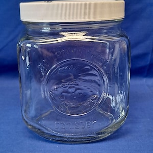 GOLDEN HARVEST Square 5 1/8&quot; CANISTER w/Lid Clear Glass Storage Short Small Jar