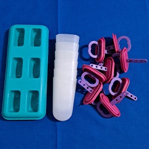 Vintage Tupperware 6 Colored ICE TUPS Popsicle Freezer Pudding Molds Tray #481