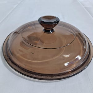 Pyrex VISIONS AMBER Glass REPLACEMENT Casserole Lid 5 3/4&quot; V-1-C Corning Cover Brown Pot Pan Dish