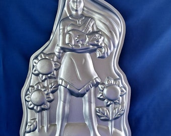 Disney 1995 WIilton POCAHONTAS Cake PAN 2105-3700 Princess Baking Mold Candy Gelatin wax