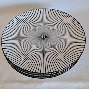 Royal Norfolk 4 DASHED 7 1/2&quot; BREAD PLATES Black/White Dessert Salad Spiral