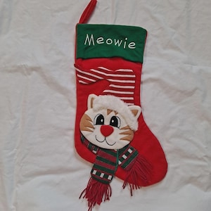 Dan Dee MEOWIE Felt CAT Christmas STOCKING Kitty Plush 18" Animal Scarf Sock