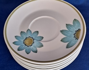 Lot 5 Noritake Progression China UP-sa-DAISY 9001 SAUCERS Plates Floral Japan 6"