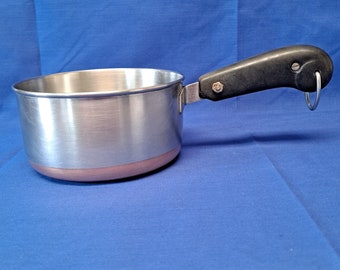 Vintage REVERE WARE 1 Quart Qt Copper Bottom Sauce Pan Stock Pot 1801 5 1/2" Stainless Steel