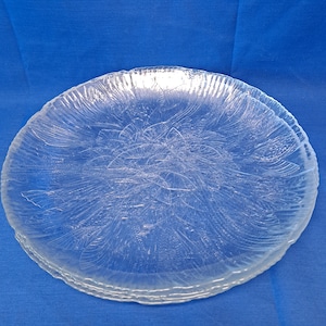 Lot 4 Arcoroc CANTERBURY Dinner PLATES Clear Glass 10 3/4&quot; Floral design