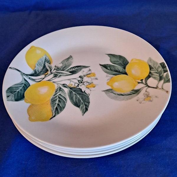 Lot 4 Royal Norfolk 7 1/2" SALAD PLATES LEMONS Dinner Bread Dessert Tree Branch