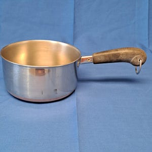 Vintage REVERE WARE 1 1/2 Quart Qt Copper Bottom Sauce Pan Stock Pot 1801 Stainless Steel