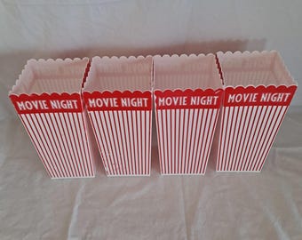 Set 4MOVIE NIGHT Popcorn TUBS Becher Schalen Eimer Popcorn Snack