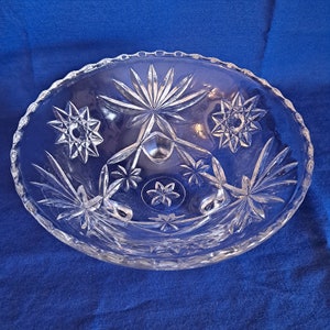 Anchor Hocking Bon Bon PRESCUT CLEAR Glass BOWL 6 7/8&quot; Candy Nut Snack Star of David