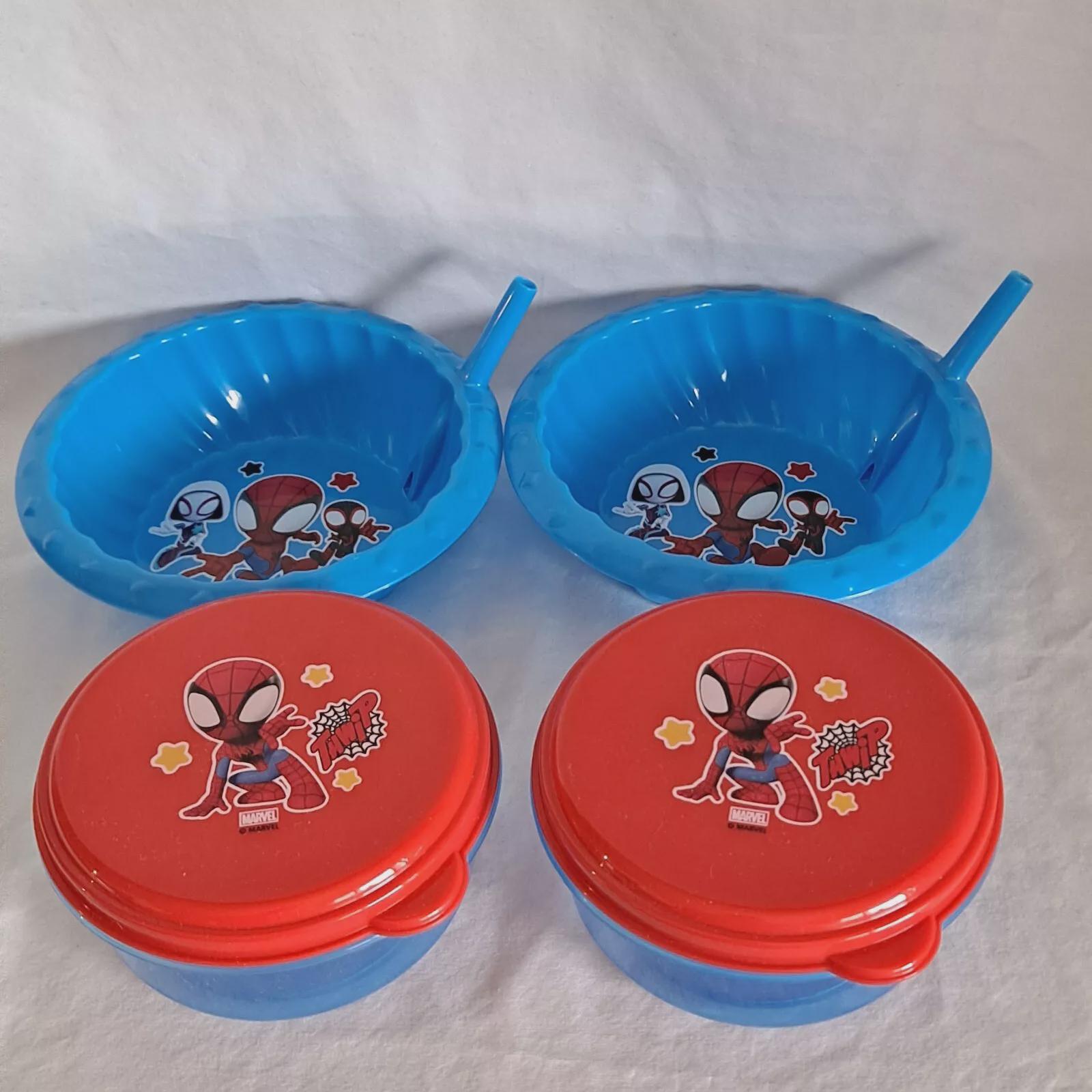 Zak Lot 4 PAW PATROL Kids Cereal BOWLS Built-in Straws Team Paw