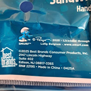 Set 2 THE SMURFS Sandwich Holders Papa Kids lunch box bread Container Snack Pak image 9